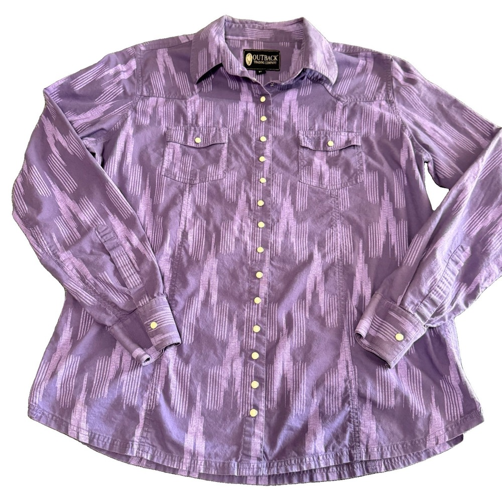Outback Trading Co Purple Pearl Snap Western Shirt Farmcore  Cowgirl Sz XL